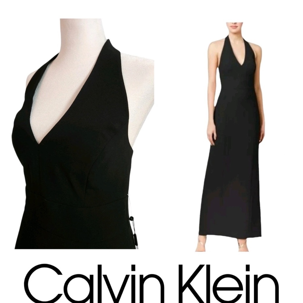 Calvin Klein Black V-Neck Maxi Dress